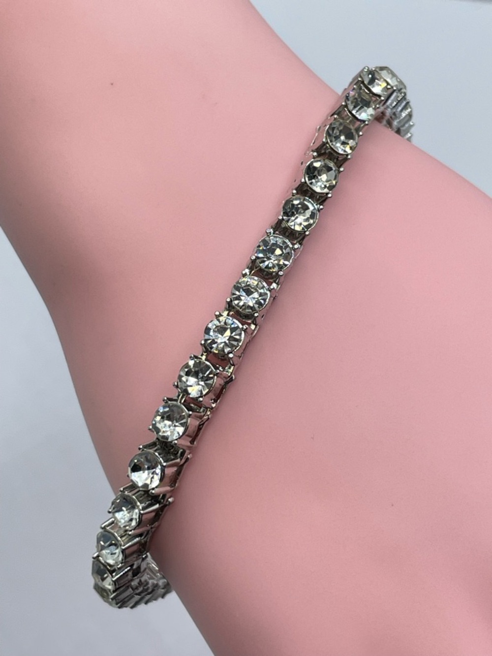 Silver Diamond White CZ Tennis Bracelet Classic Elegant Formal Sparkle